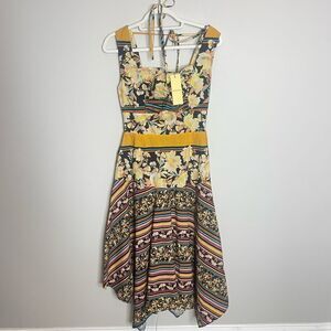 Anthropologie Du Paradis printed cotton Summer dress XS new